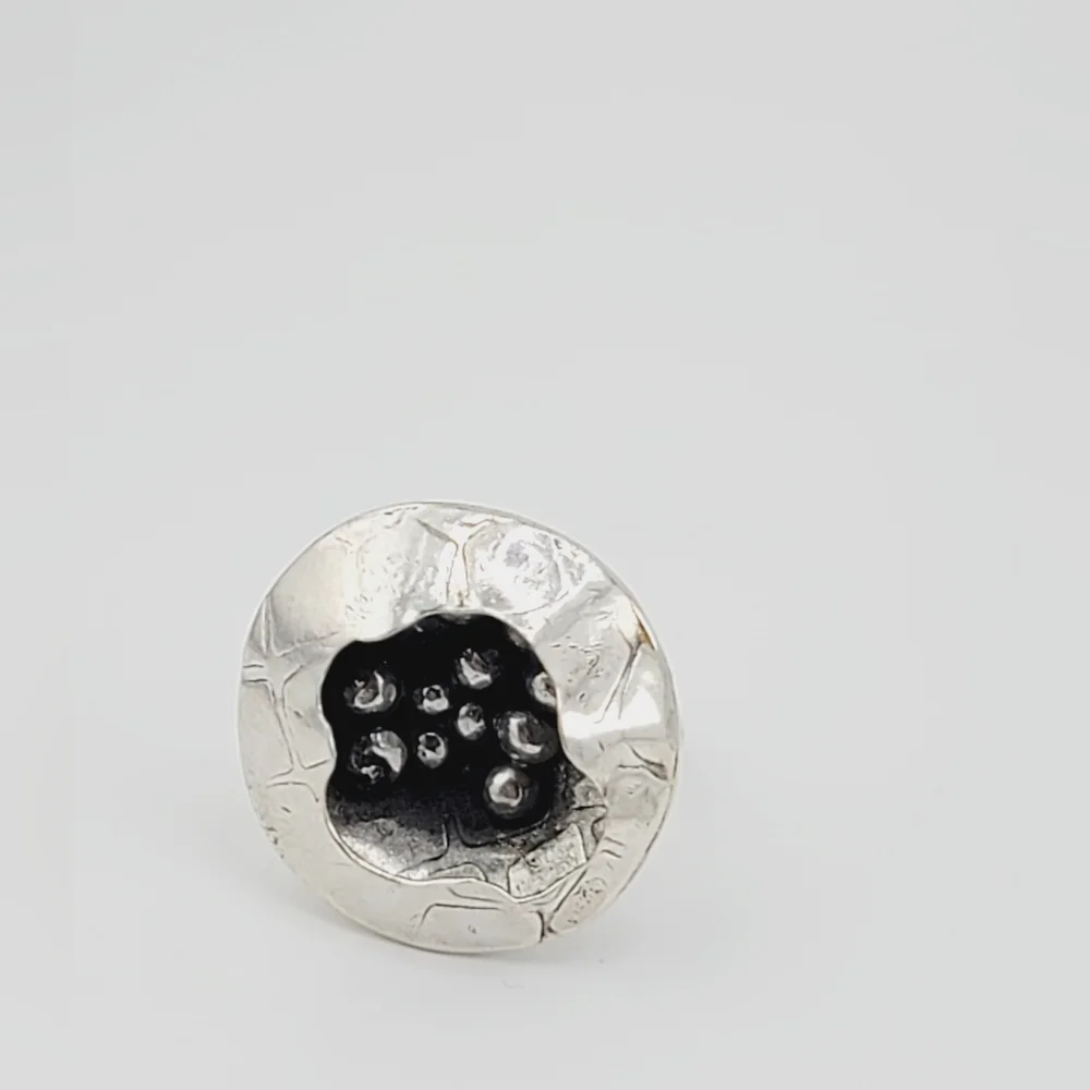 EGG NEST STATEMENT RING HANDMADE IN STERLING SILVER METAL  SIZE 7.5